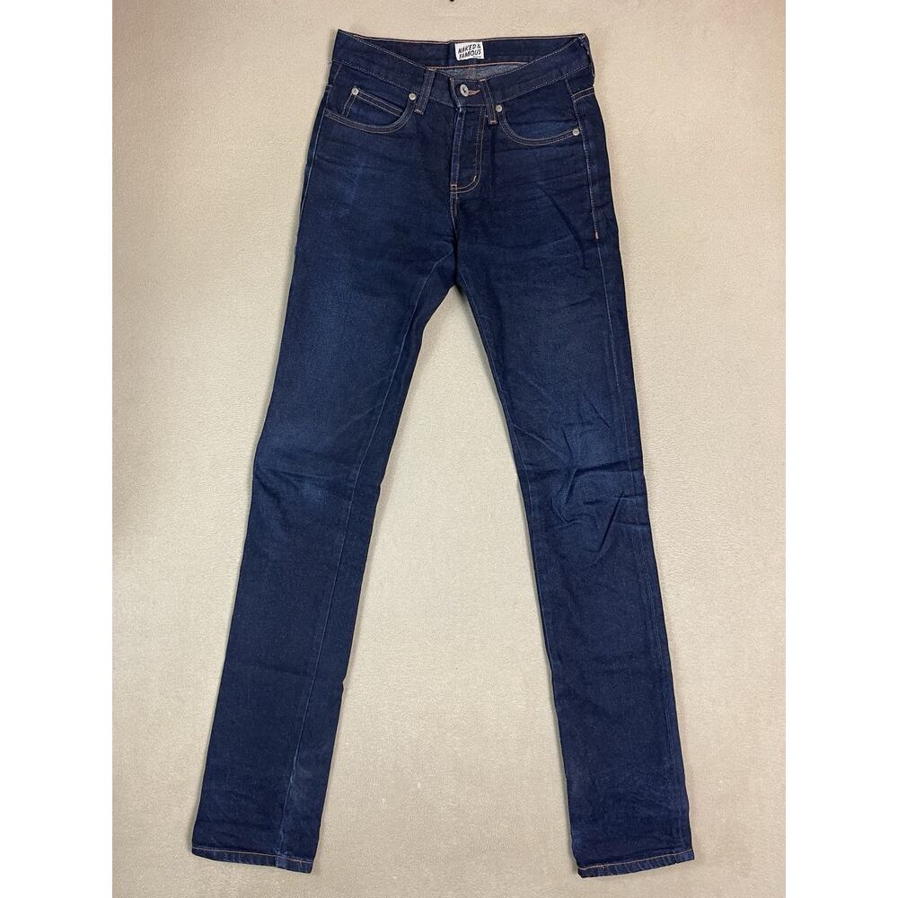 Naked and‎ Famous Jeans Womens 29 Indigo Blue Straight Slim Fit Mid Rise Long